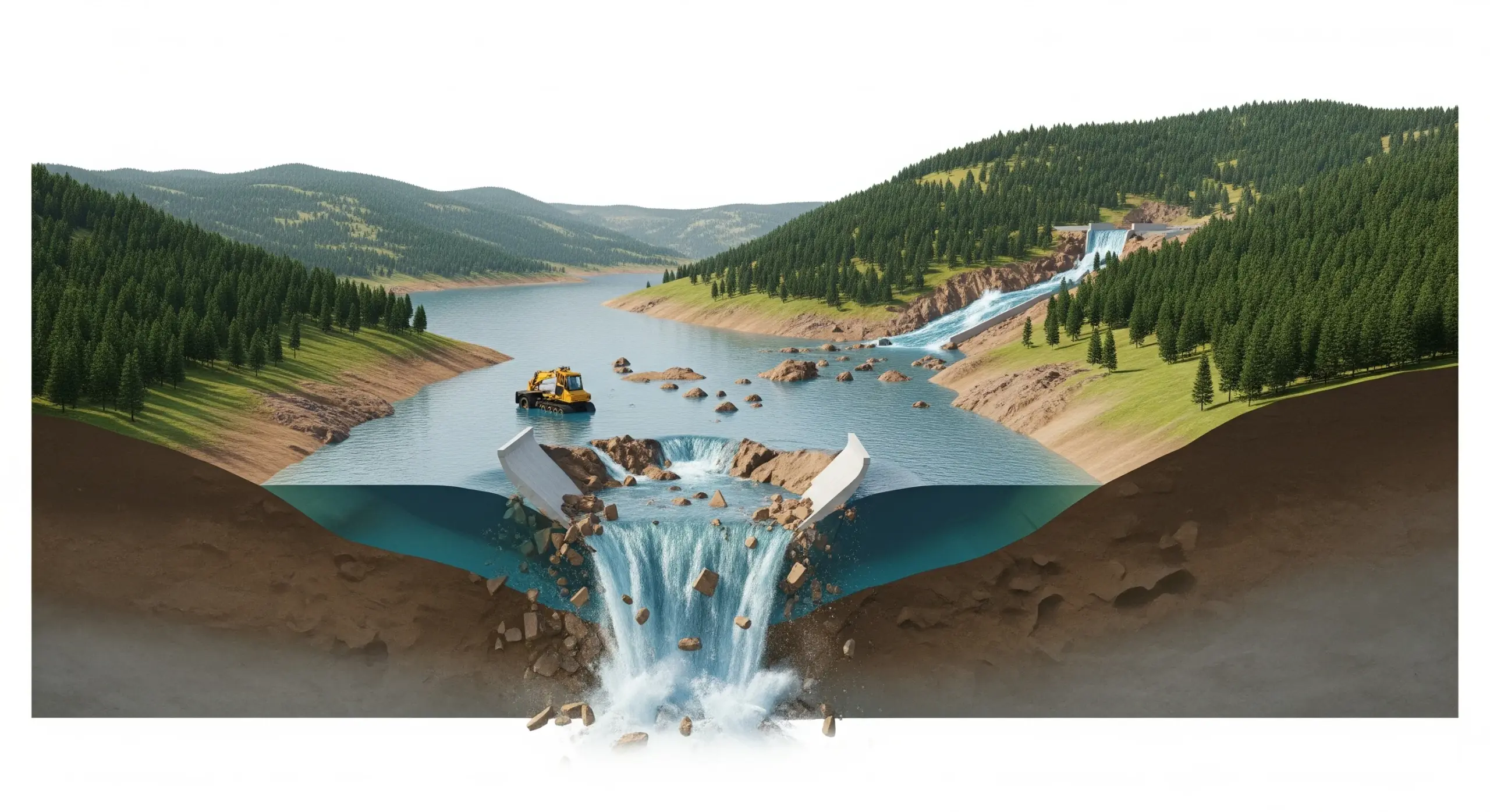 Modélisation de la rupture d'un petit barrage  étude hydraulique
